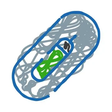 Abstract capsule with tangled lines and internal element Stock Illustration