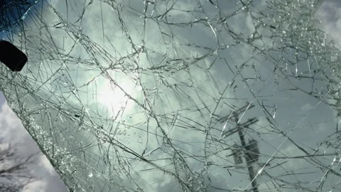 Abstract car accident scene with broken front glass 4k Видео 332957333