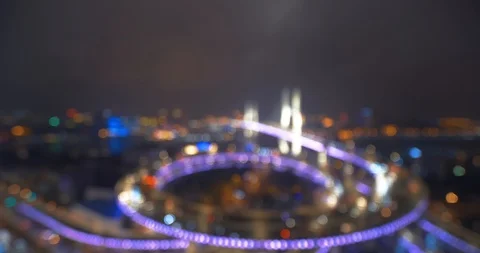 Abstract of car lights moving on multi row Spiral Nanpu bridge, Shanghai Stock Footage 107810455