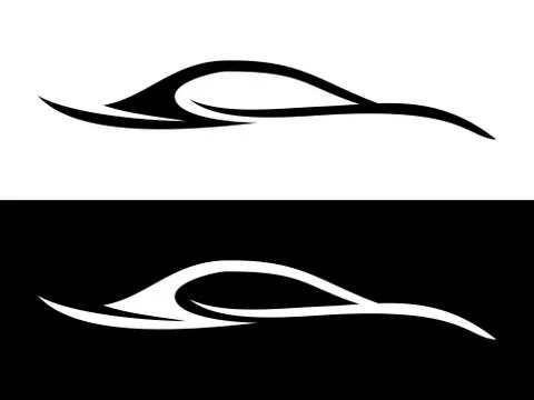 Abstract Car Shape Black and White Symbol Stock Illustration