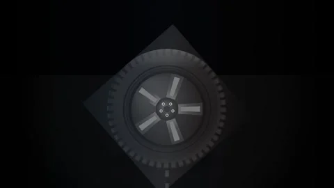 Abstract car tire spinning on dark geometric background with sleek minimal .. Stock Footage 346716032