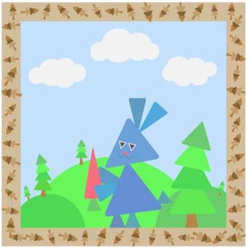 Abstract card with rabbit Stock Illustration