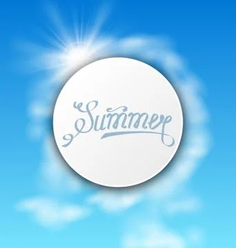 Abstract Card With Summer Text, Sky Cloudy Background Illustration