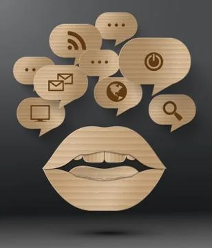 Abstract cardboard design of bubble speech. Stock Illustration