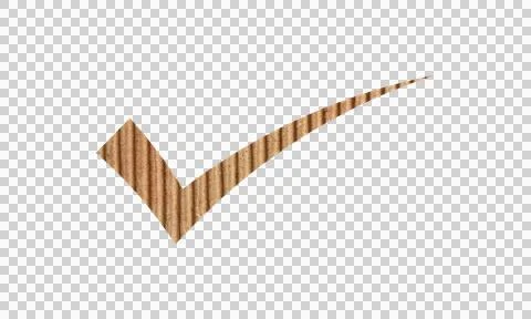 Abstract Cardboard Texture Check Mark Symbol Icon Isolated on White Backgroun Stock Illustration