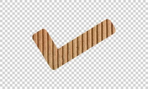 Abstract Cardboard Texture Check Mark Symbol Icon Isolated on White Backgroun Stock Illustration