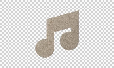 Abstract Cardboard Texture Music Note Symbol Icon Isolated on White Backgroun Stock Illustration
