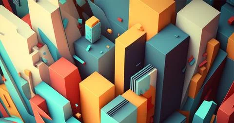 Abstract cartoon city background, hyper detailed Stock Illustration