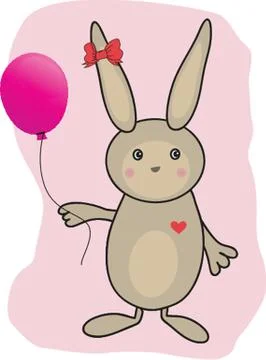 Abstract cartoon easter card with cute bunny Ilustração Stock
