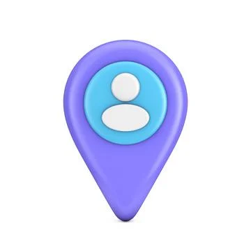 Abstract Cartoon Map Pointer Location Pin with Person Man Web Icon Sign. 3d.. Stock Illustration