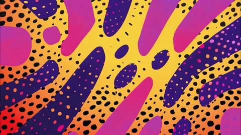 Abstract cartoon pattern with vibrant pop art stains and spots Stock Footage 315244688