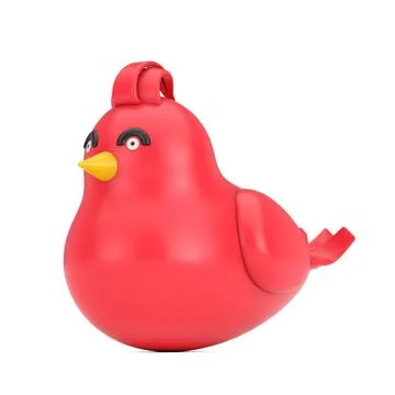 Abstract Cartoon Red Bird Web Icon Sign. 3d Rendering 스톡 일러스트