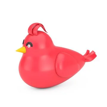 Abstract Cartoon Red Bird Web Icon Sign. 3d Rendering Stock Illustration