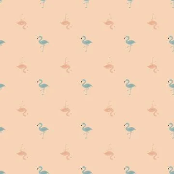 Abstract cartoon seamless animal pattern with little flamingo ornament. Light Stock Illustration
