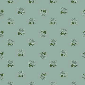 Abstract cartoon seamless pattern with simple botanic flowers and branches on Illustrazione stock