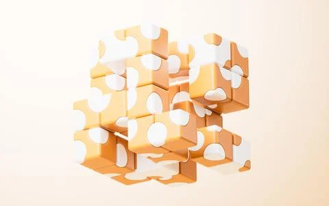 Abstract cartoon style cube, 3d rendering. Illustrazione stock