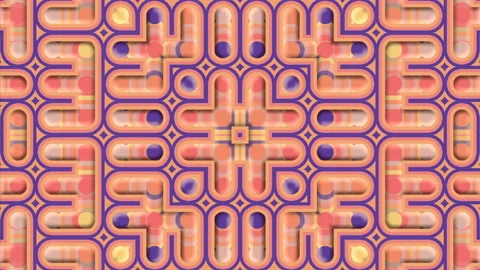 Abstract cartoon symmetric pattern. 3d rendering digital animation 4K Stock Footage 233255204