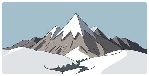 Abstract cartoon vector of snowy mountain range 스톡 일러스트