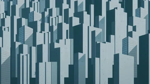 Abstract cartoon wall of high-rise buildings and skyscrapers blue looped Stock Footage 224739731