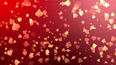 Abstract casino background featuring floating golden Clubs symbols on a dark Video stock 305626785