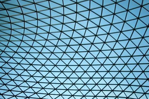 Abstract ceiling Blue abstract triangular ceiling structure of dome Copyri... 스톡 사진