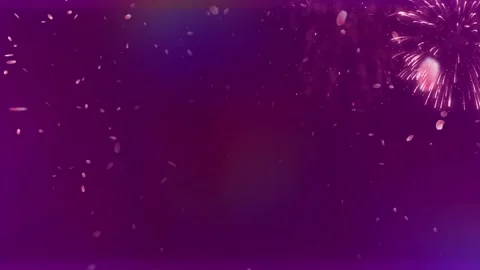 Abstract celebration background featuring floating petals and radiant fireworks Stock Footage 345332896