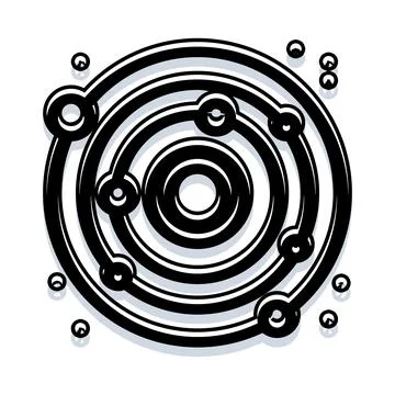 Abstract celestial bodies orbiting in a solar system concept 스톡 일러스트
