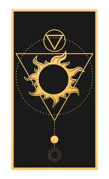 Abstract celestial emblem with a sun and geometric shapes Illustrazione stock