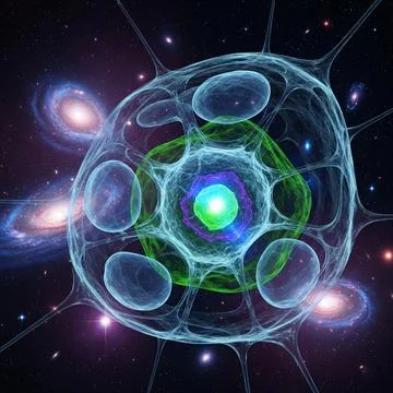 Abstract Cell (Cosmic) Multi Abstract glowing cell in cosmic background Stock Illustration