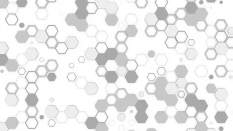 Abstract cellular model. Empty gray hexagons pulsate, while the filled ones Stock Footage 130452859