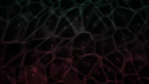 Abstract Cellular Network Pattern with Glowing Particles. Stock Footage 334418505