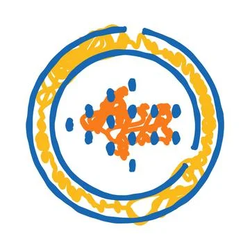 Abstract cellular structure with nucleus and organelles drawing Stock Illustration