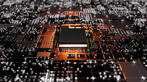 Abstract Central Computer Processors Concept. 3D illustration Stock Illustration