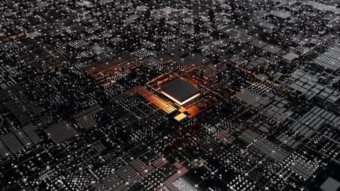 Abstract Central Computer Processors Concept. 3D illustration 스톡 일러스트