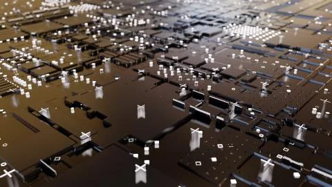 Abstract Central Computer Processors Concept. 3D illustration イラスト素材