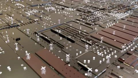 Abstract Central Computer Processors Concept. 3D illustration Stock Illustration