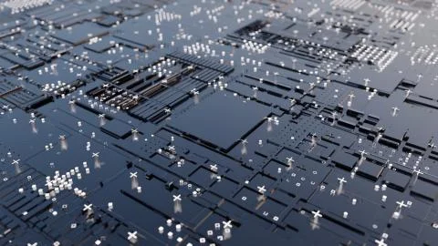 Abstract Central Computer Processors Concept. 3D illustration 스톡 일러스트