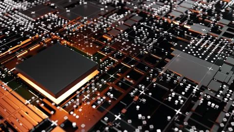 Abstract Central Computer Processors Concept. 3D illustration Stock Illustration