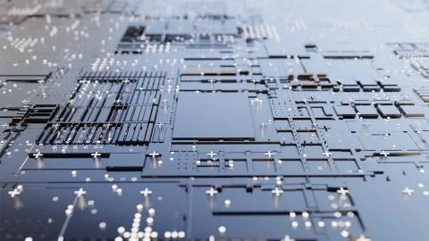 Abstract Central Computer Processors Concept. 3D illustration イラスト素材