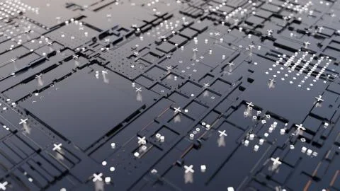 Abstract Central Computer Processors Concept. 3D illustration Stock Illustration