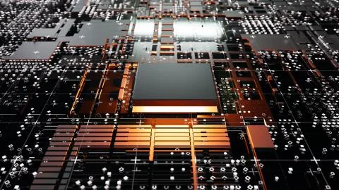 Abstract Central Computer Processors Concept. 3D illustration Stock Illustration