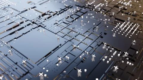 Abstract Central Computer Processors Concept. 3D illustration 스톡 일러스트
