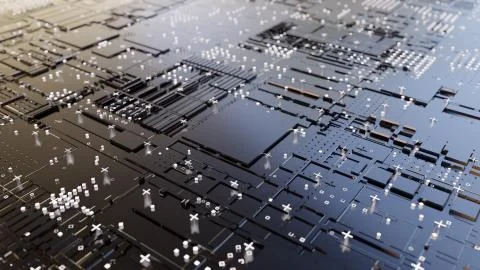 Abstract Central Computer Processors Concept. 3D illustration イラスト素材