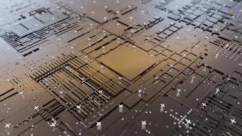 Abstract Central Computer Processors Concept. 3D illustration イラスト素材