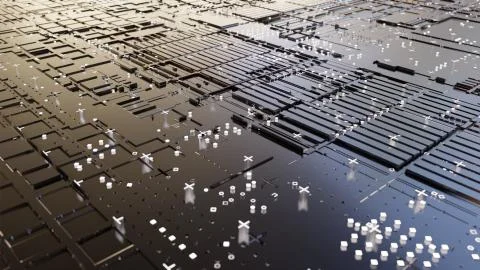 Abstract Central Computer Processors Concept. 3D illustration Stock Illustration