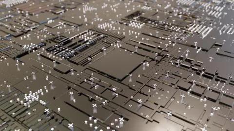 Abstract Central Computer Processors Concept. 3D illustration 스톡 일러스트