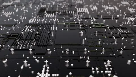 Abstract Central Computer Processors Concept. 3D illustration イラスト素材