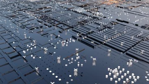 Abstract Central Computer Processors Concept. 3D illustration Stock Illustration