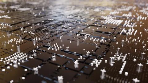 Abstract Central Computer Processors Concept. 3D illustration 스톡 일러스트