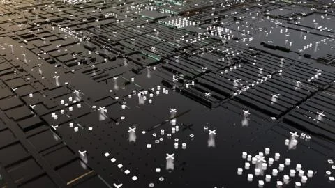 Abstract Central Computer Processors Concept. 3D illustration Stock Illustration